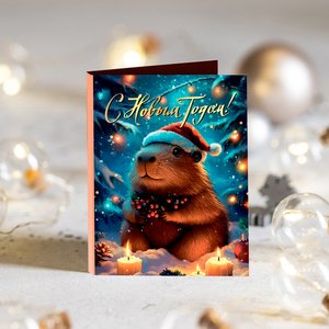 Мини-открытка "С Новым годом! (капибара)"
