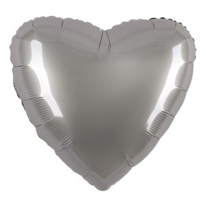 Фольгированный шар "Сердце Лунное серебро, матовый"
