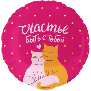Фольгированный шар "Счастье быть с тобой (котики)"