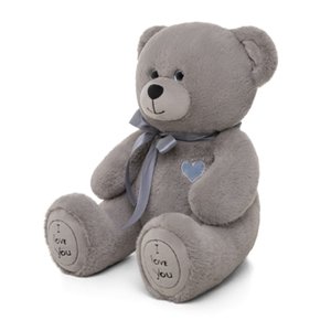 Мягкая игрушка "Медведь Фил", (Серый, Латте) 30 см.