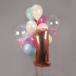 "С днем рождения 1" набор из 14 воздушных шаров