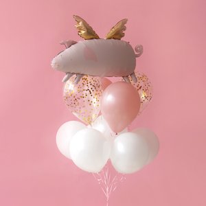 "Святой поросенок" фонтан из 11 воздушных шаров