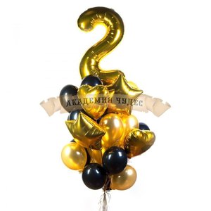 Фонтан из воздушных шаров "Золотая цифра"