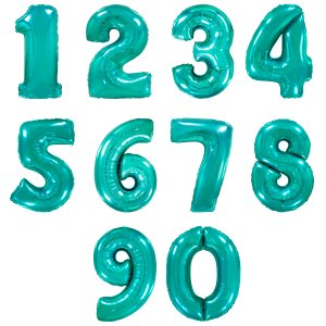 Цифры фольгированные, бирюзовые 102 см