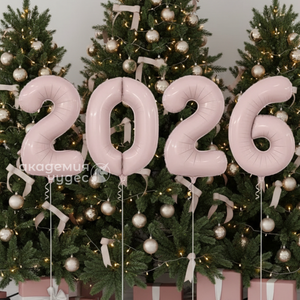 "С Новым 2026 Годом!" набор из 4 фольгированных цифр, Пыльная роза Slim 102 см