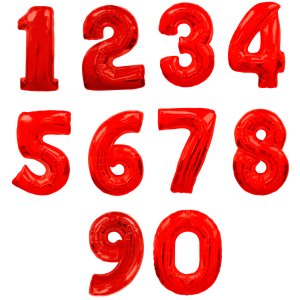 Цифры фольгированные, красные 102 см