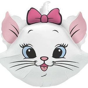Фольгированный шар "Кошечка белая с бантом" (надув воздухом)