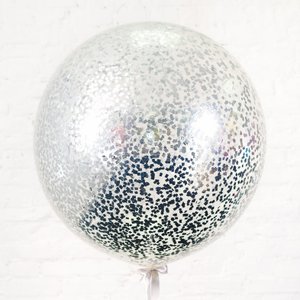 Сфера 3D Deco Bubble Прозрачный баблс 60-65 см с серебряными конфетти
