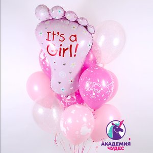 "Это Девочка! " фонтан из 14 воздушных шаров