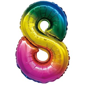 Фольгированный шар Цифра 8 (радуга) 86 см