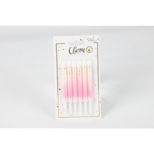 Свечи тортовые классические "Точки" розовый градиент с держателями