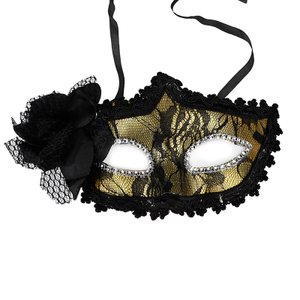Карнавальная маска Венецианская "Черная с цветком"