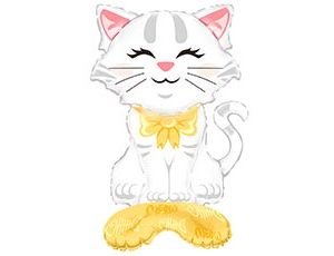 Ходячая фигура "Кошка белая", на подставке (надув воздухом)