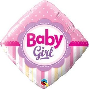 Фольгированный шар "Ромб BABY GIRL горошек полоски"