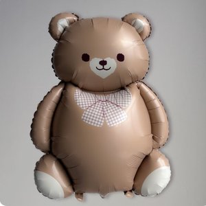 Фольгированный шар "Мишка милый коричневый с бантом"