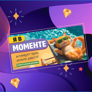 Резинка жевательная "Я в моменте (кот у бассейна)"