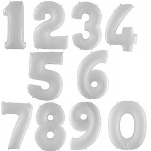 Цифры фольгированные, белые 102 см