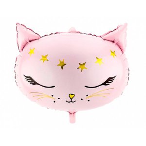 Фольгированный шар "Кошка голова розовая"