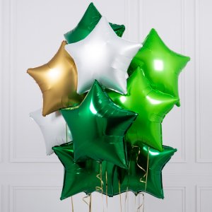 Облако из 15 фольгированных шаров звезд (ассорти Джунгли)