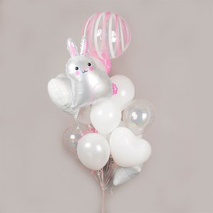 "Снежок" фонтан из 14 воздушных шаров