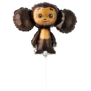 «Чебурашка» мини, фольгированный шар на палочке (воздух)