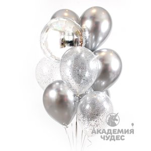 "Стальное" фонтан из 10 воздушных шаров