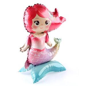 Ходячая фигура "Русалка розовые волосы", на подставке (надув воздухом)