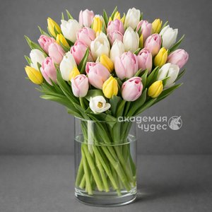 Букет из 25 тюльпанов ассорти без упаковки