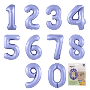 Цифры фольгированные, Фиолетовая пастель Slim 102 см