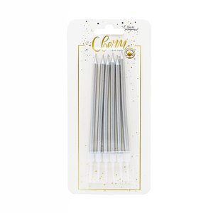 Свечи тортовые классические "Металл" Серебряные с держателями