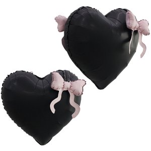 Фольгированный шар "Чёрное сердце с бантом"