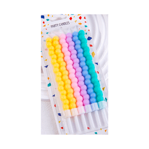 Свечи тортовые классические "Пузыри" (Пастель разноцветная) с держателями