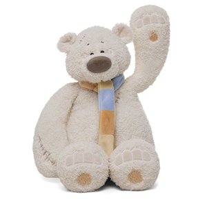 Мягкая игрушка "Медведь Тато с шарфом" (рыже-голубой, серо-розовый, сине-голубой), 30 см.