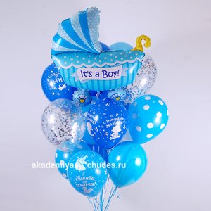 "Ура Мальчик" фонтан из 15 воздушных шаров