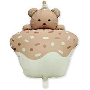 Фольгированный шар "Кексик с мишкой бежевый"