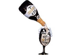 Фольгированный шар "Шампанское и бокал пузырьки"