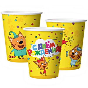 Стаканы "Три Кота, С Днем Рождения!"