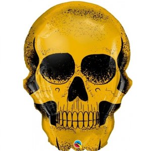 Фольгированный шар " Череп золотой"