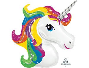 Фольгированный шар "Голова единорога (радуга)" Анаграм