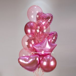 "Розовые пузыри" фонтан из 15 воздушных шаров