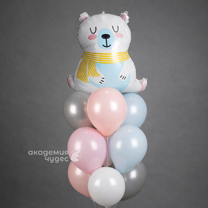 "Мишка на севере" фонтан из 10 воздушных шаров