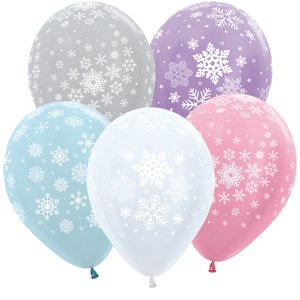 Воздушный шарик "Снежинки перламутр"