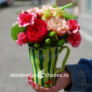 Букет в кружке "Арбуз"