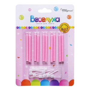 Свечи тортовые классические "Розовое пламя"