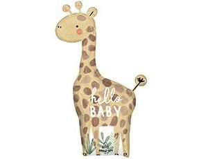 Фольгированный шар "Жираф, привет малыш/(ка)!"