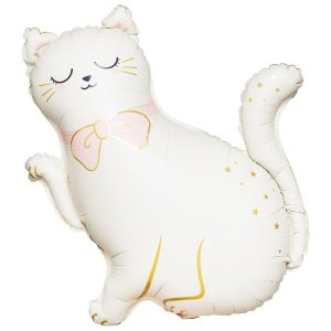 Фольгированный шар "Кошечка с лапкой белая"