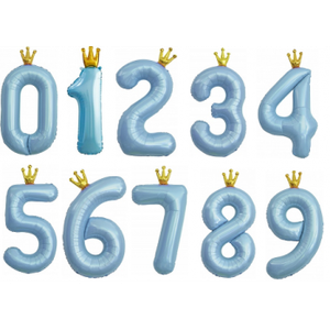 Цифры фольгированные с короной, голубые 100 см
