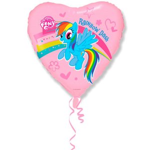 Фольгированный шар "Пони Радуга Сердце"