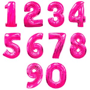 Цифры фольгированные, фуксия 102 см