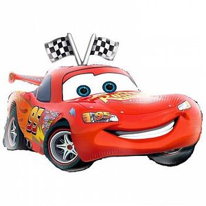 Фольгированный шар "Машина красная тачка с улыбкой"